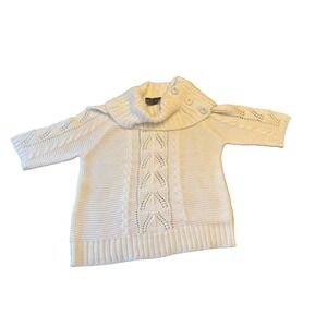 Rochelle California Cream Ivory Knitwear Cowl Neck Sweater 3/4 Sleeve Large